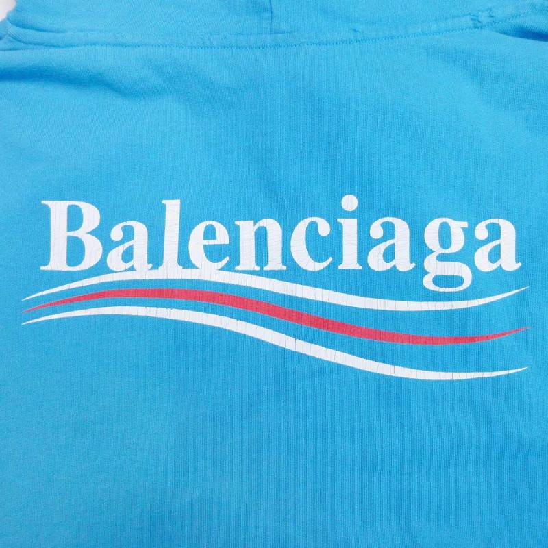 BALENCIAGA】キャンペーン ロゴ オーバーサイズ パーカー ブルー M