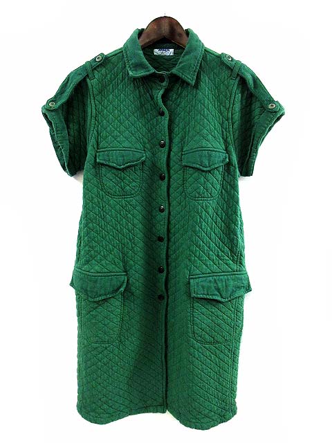 アーメン Armen スウェット キルティング ワンピース コート 半袖 緑 グリーン レディース 013 ベクトルパーク