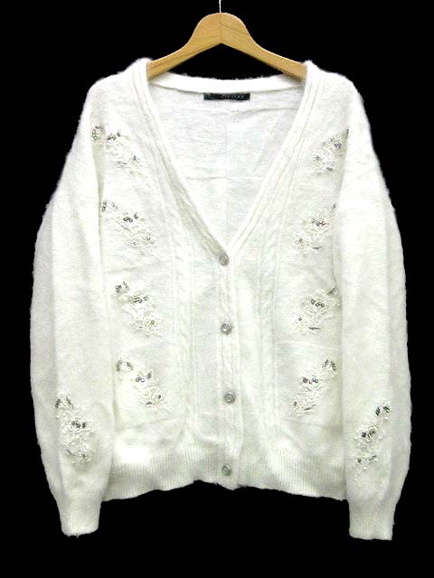 リリーブラウン Lily Brown L B Candy Stock ビジュー レース 二ット カーディガン アンゴラ 17aw ホワイト 白 F Lwnt レディース 013 ベクトルパーク