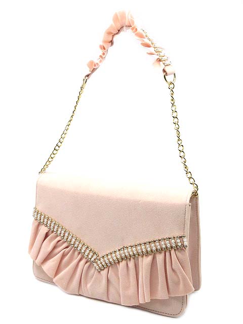 リリーブラウン Lily Brown L B Candy Stock 18ss ラッフル ビジューパール クラッチバッグ 2way チェーンショルダー ピンク レディース 013 ベクトルパーク