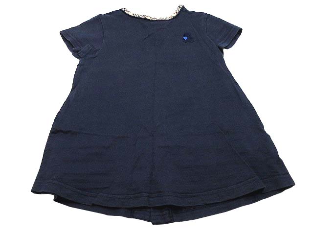 バーバリー ロンドン Burberry London ワンピース 半袖 シャドー ボーダー ワンポイント ネイビー 紺 90 キッズ 013 ベクトルパーク