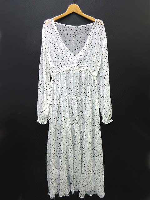 スナイデル snidel シースルー ドット ロング ワンピース 長袖 Vネック  