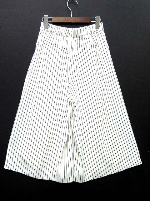 イング INGNI スカーチョ ガウチョ パンツ ストライプ ウエストゴム ホワイト 白 M レディース