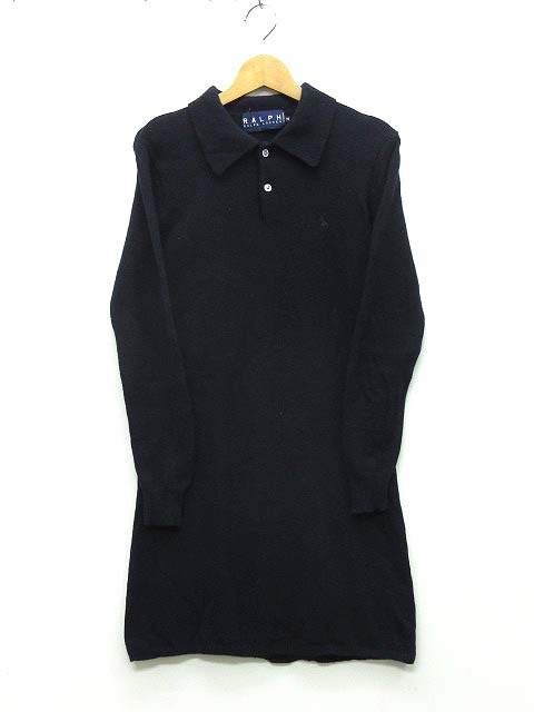 ラルフローレン Ralph Lauren ニット ワンピース 長袖 ウール アンゴラ ワンポイント ネイビー 紺 M レディース 013 ベクトルパーク
