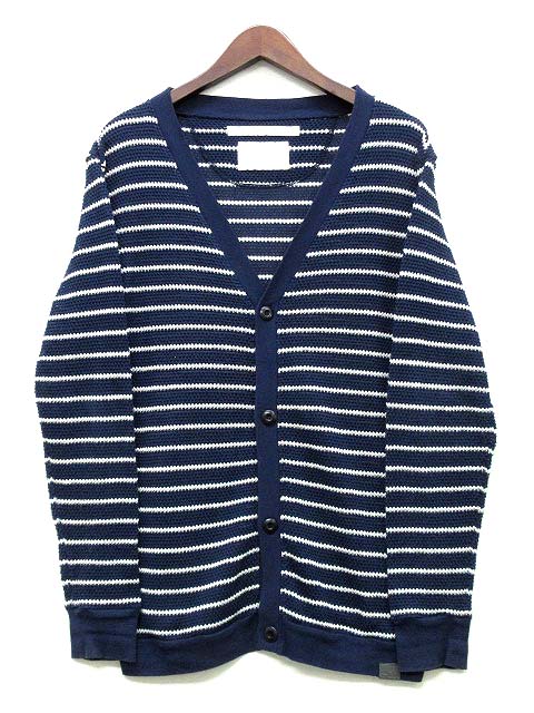 ホワイトマウンテニアリング White Mountaineering ニット カーディガン ボーダー 長袖 Vネック ネイビー ホワイト 紺 白 1 メンズ 013 ベクトルパーク