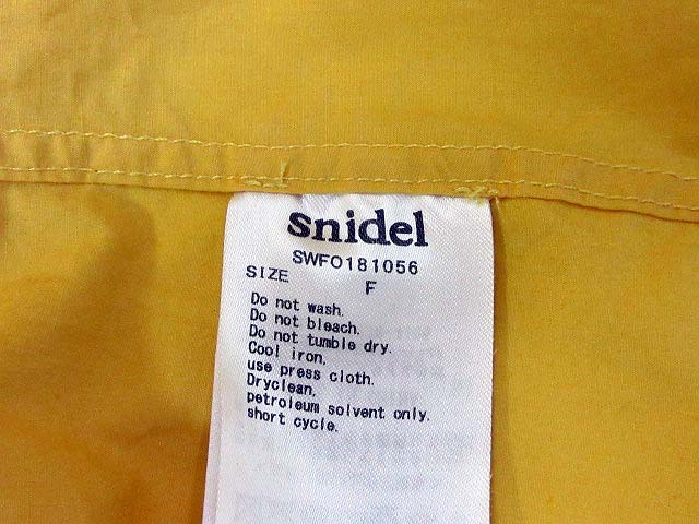 スナイデル Snidel オーバーサイズ シャツ ワンピース 長袖 18ss イエロー 黄色 F Swfo レディース 013 ベクトルパーク