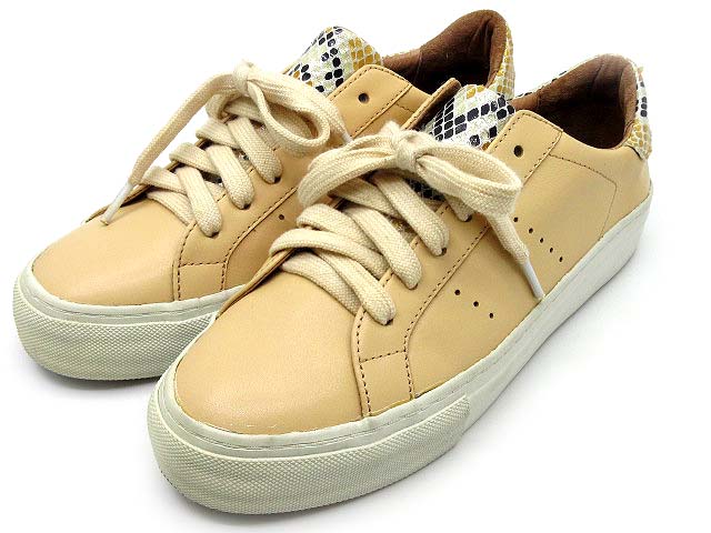 ノーネーム No Name レザー スニーカー ローカット パイソン プリント ベージュ 37 約23 5cm レディース 013 ベクトルパーク