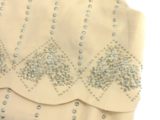 ラグナムーン Lagunamoon ジョーゼット ワンピース ドレス ノースリーブ ビーズ 刺繍 ベージュ F レディース 013 ベクトルパーク