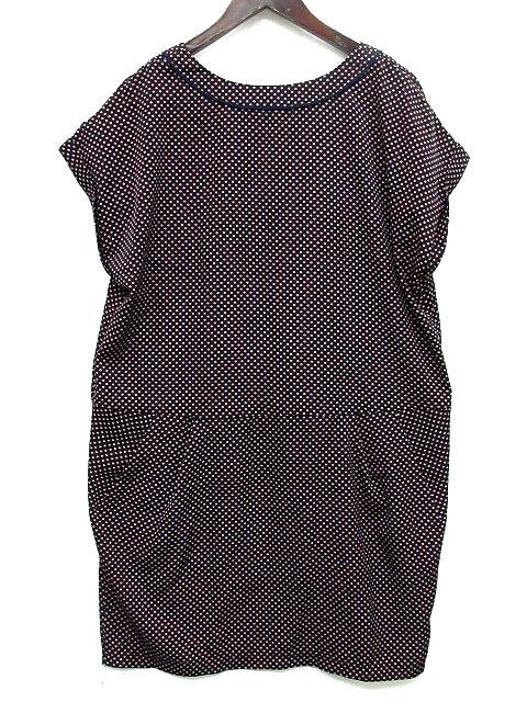 プーラフリーム Pour La Frime レトロ ドット スキッパー コクーン ワンピース 半袖 ひざ丈 ネイビー 紺 オレンジ レディース 013 ベクトルパーク
