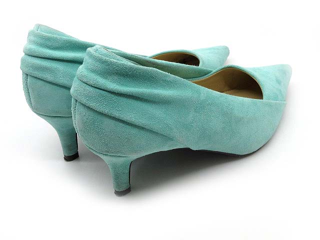 ミラオーウェン Mila Owen ギャザー レザー パンプス ポインテッドトゥ 18aw 09wgs エメラルドグリーン 37 約24cm レディース 013 ベクトルパーク