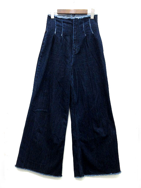 エモダ Emoda カットオフ ワイド ハイウエスト デニム パンツ 19aw インディゴブルー S レディース 013 ベクトルパーク エモダ Emoda カットオフ ワイド ハイウエスト デニム パンツ 19aw インディゴブルー S レディース 013 ベクトルパーク