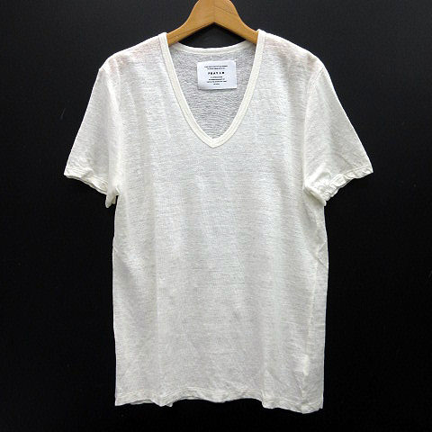 フレイアイディー Fray I D リネン Vネック Tシャツ カットソー 半袖 オフホワイト 白 F レディース 013 ベクトルパーク