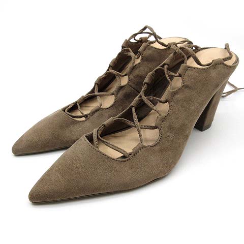 ランダ Randa レースアップ ミュール フェイクスエード ベージュ L 約24cm レディース 013 ベクトルパーク