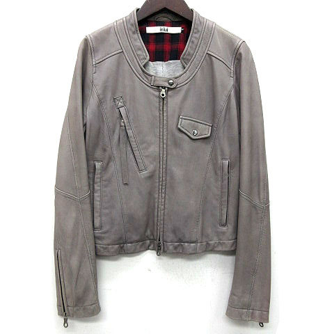 イリイリ Iriiri ラムレザー ライダースジャケット シングル 羊革 革ジャン グレー 2 レディース 013 ベクトルパーク