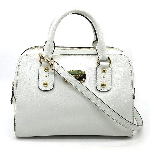 マイケルコース Michael Kors ミニ ボストンバッグ 2way サフィアーノ レザー チャーム付き 白 オフホワイト 美品 レディース 013 0700 ベクトルパーク マイケルコース Michael Kors ミニ ボストンバッグ 2way サフィアーノ レザー チャーム付き 白 オフホワイト 美品 レディース 013 0700 ベクトルパーク