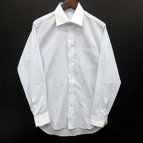 スーツセレクト Suit Select クレリック ドレスシャツ ワイシャツ 長袖 ストライプ 形態安定 ライトブルー 青 M メンズ 013 ベクトルパーク