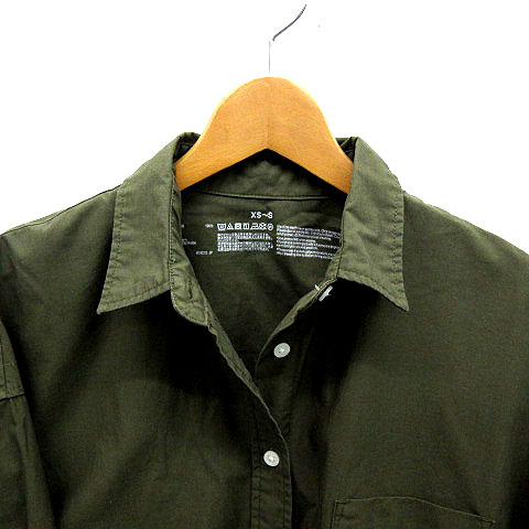 無印良品 良品計画 ワイド シャツ ブラウス オーガニックコットン 洗いざらし 長袖 カーキグリーン Xs S レディース 013 ベクトルパーク