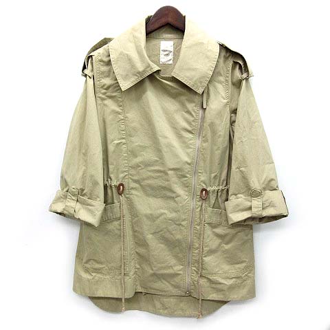チャオパニック Ciaopanic ミリタリー トレンチコート 羽織 コットンツイル ロールアップ ウエスト絞り ダブル ベージュ F 美品 レディース 013 ベクトルパーク