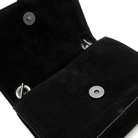 ザラウーマン Zara Woman チェーン ミニ ショルダーバッグ ポシェット スウェードレザー クロスボディ フェザープレート 黒 ブラック レディース 013 ベクトルパーク