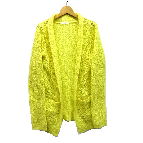 テチチ Te Chichi ループヤーン ニット カーディガン 羽織 前開き ウール混 アンゴラ混 長袖 イエロー 黄 M レディース 013 ベクトルパーク