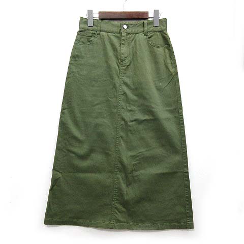 シュカ Shuca 台形 ロング スカート コットン ストレッチ カーキグリーン 緑 S レディース 013 ベクトルパーク