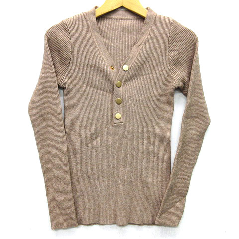 リエディ Re Edit リブ ヘンリーネック ニット トップス セーター 長袖 ベージュ ｍ レディース 013 ベクトルパーク