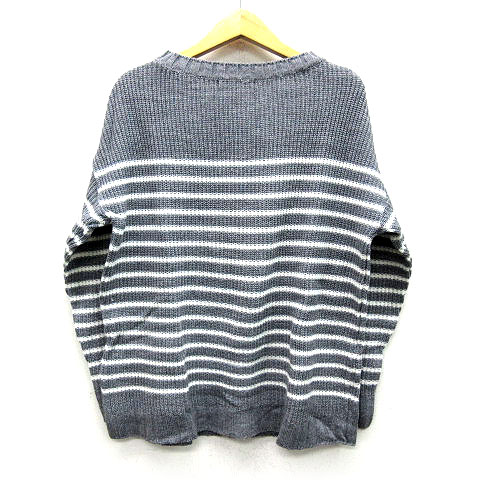 ロッソ Rosso アーバンリサーチ ボーダー 畦編み ニット セーター ドロップショルダー 長袖 グレー ホワイト F 美品 レディース 013 ベクトルパーク