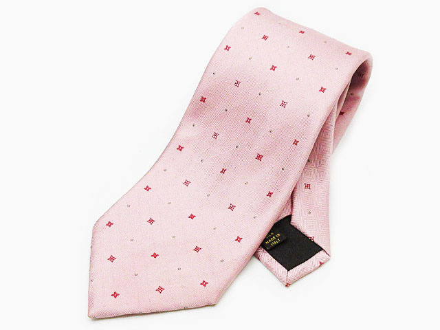 ルイヴィトン Louis Vuitton ネクタイ フラワー ピンドット シルク ピンク メンズ 013 ベクトルパーク