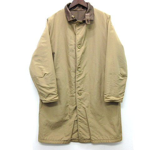 ヘルノ Herno リバーシブル ステンカラーコート レザー サテンシャンタン メタリックブラウン ベージュ 46 イタリア製 メンズ レディース 013 ベクトルパーク