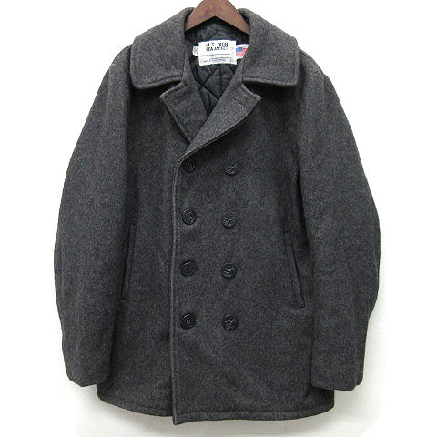 4年保証 ピーコート ブラック 肉厚 Pコート ショット Schott ピーコート