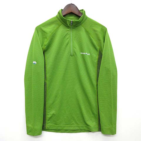 モンベル Montbell クール ロングスリーブ ジップ シャツ ハーフジップ 長袖 グリーン 緑 S アウトドア 美品 メンズ 013 ベクトルパーク