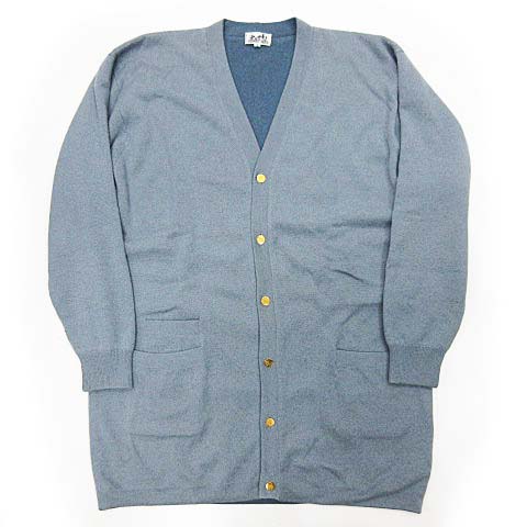 エルメス Hermes リバーシブル ニット カーディガン セリエ ボタン グレー ブルー L メンズ 013 ベクトルパーク