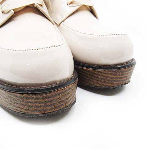 マジェスティックレゴン Majestic Legon グログランリボン エナメル シューズ レースアップ ナチュラル L 約24cm レディース 013 ベクトルパーク