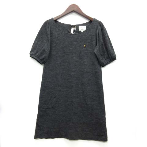 アーノルドパーマー Arnold Palmer ワンピース パフスリーブ ウール混 半袖 ミニロゴチャーム 茶コールグレー 1 レディース 013 ベクトルパーク