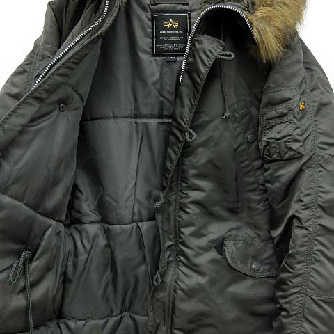 アルファ Alpha N 3b フライト ジャケット タイト 中綿 ミリタリー 094 276 カーキ 緑 L 美品 メンズ 013 ベクトルパーク