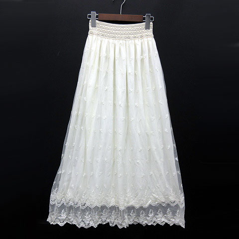 セシルマクビー CECIL McBEE フラワー刺繍 チュール ロング スカート  