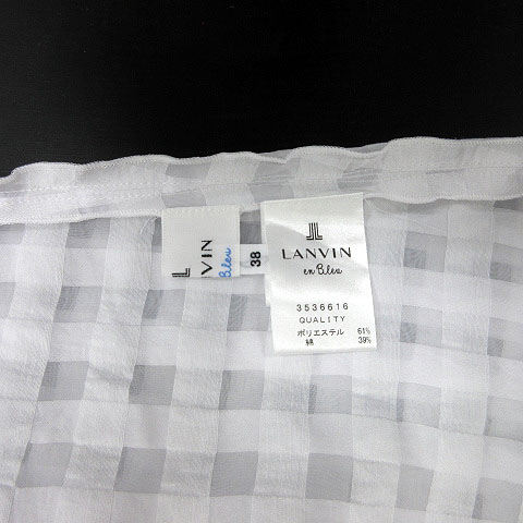 ランバンオンブルー LANVIN en Bleu シアー チェック 袖フリル 