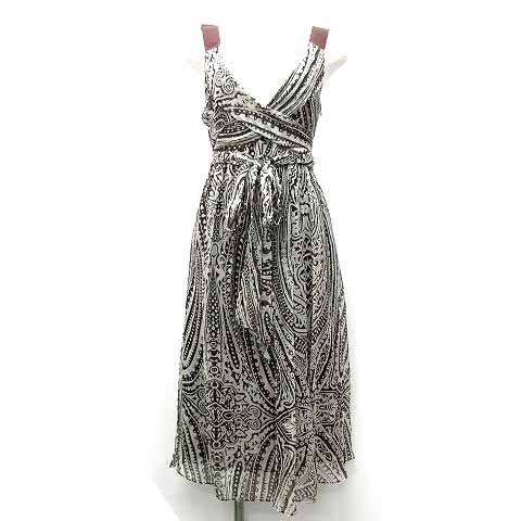 ザラ Zara ドレス ワンピース ノースリーブ シルク 総柄 ビッグペイズリー柄 ダークブラウン 茶 S レディース 013 ベクトルパーク