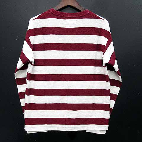 ブルーワーク Blue Work 鹿の子 ボーダー Tシャツ 長袖 カットソー ロンt ボルドー 赤 1 メンズ 013 ベクトルパーク
