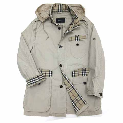 バーバリーブラックレーベル Burberry Black Label コットン リネン サファリ ジャケット 収納フード付き ジップアップ ベージュ M メンズ 013 ベクトルパーク