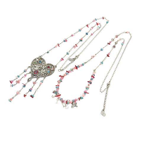 ジルスチュアート Jill Stuart アクセサリー おまとめ ネックレス ハート ビーズ ロゴ ピンク 2点セット レディース 013 ベクトルパーク