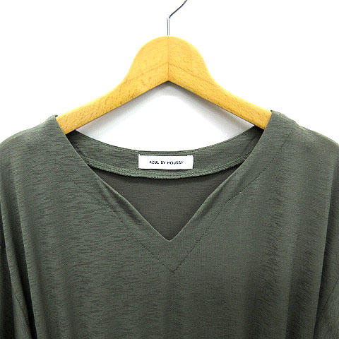 アズールバイマウジー Azul By Moussy エスパンディ フレアスリーブ ワンピース 膝丈 ゴムウエスト 半袖 カーキグリーン S 美品 レディース 013 ベクトルパーク