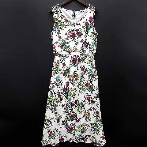 未使用品 グレイル Grl 花柄 ノースリーブ ロング ワンピース ウエストシェイプ ホワイト 白 M Ze48 レディース 013 ベクトルパーク