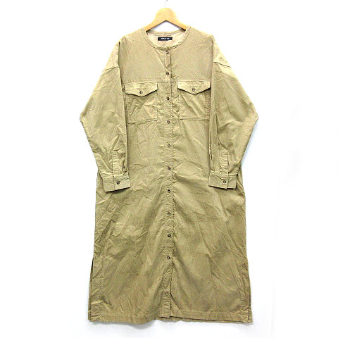 アメリカンホリック American Holic ノーカラー コールテン シャツ ワンピース ロング丈 長袖 ベージュ F Ha04l0190 レディース 013 ベクトルパーク