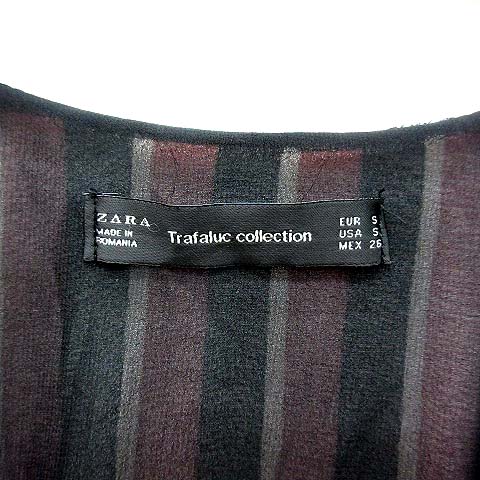 ザラ トラファルック Zara Trafaluc Vネック ストライプ ロング ワンピース 半袖 ピンク S 美品 42 322 レディース 013 ベクトルパーク