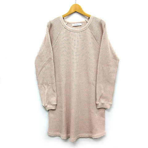 アズールバイマウジー Azul By Moussy ヘビーワッフル ルーズ サーマル ワンピース ミニ丈 長袖 ピンクベージュ S レディース 013 ベクトルパーク