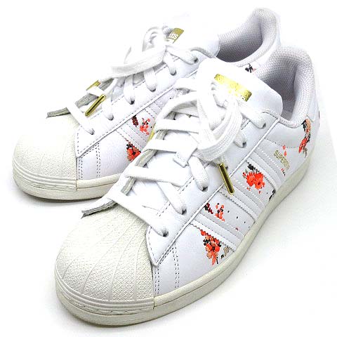 アディダス Adidas スーパースター Super Star W スニーカー 花柄 刺繍 白 ホワイト 24 5cm Fy8768 美品 レディース 013 ベクトルパーク