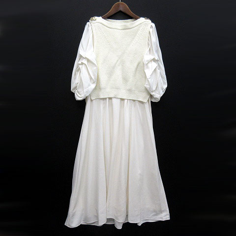最安 セルフォード レディース Cwfo 38 白 ホワイト 21ss ロング丈 半袖 ワンピース レイヤード ベスト ニット Celford ワンピース Yourstrulyyinka Com