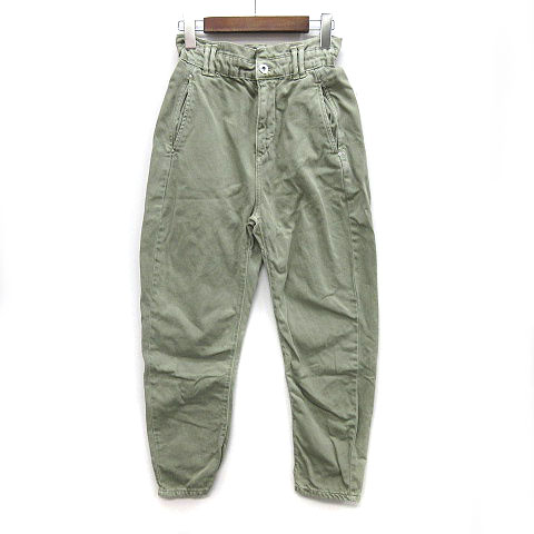 ザラ Zara Baggy ペーパーバック デニム パンツ テーパード ジーンズ ゴムウエスト カーキ 32 5862 152 506 レディース 013 ベクトルパーク