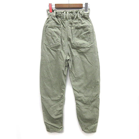 ザラ Zara Baggy ペーパーバック デニム パンツ テーパード ジーンズ ゴムウエスト カーキ 32 5862 152 506 レディース 013 ベクトルパーク